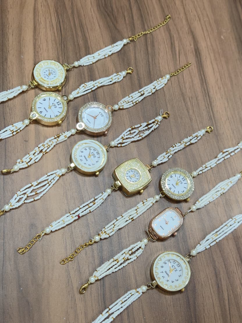 Pearl Watch Bracelet Rakhi